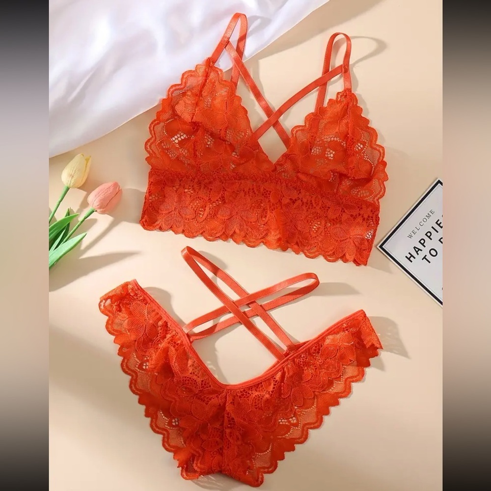 Bold Melon Strappy Lace 2-Piece Panty Set